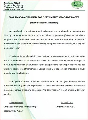 Comunicado antirracista